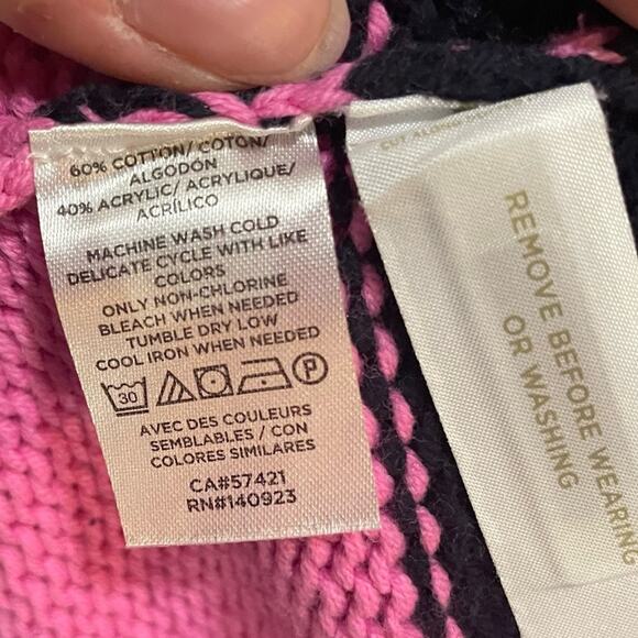 Loft NWT Bold Stripe‎ Pink Blue Knit Cardigan Sweater Women’s Size XS - Picture 5 of 9